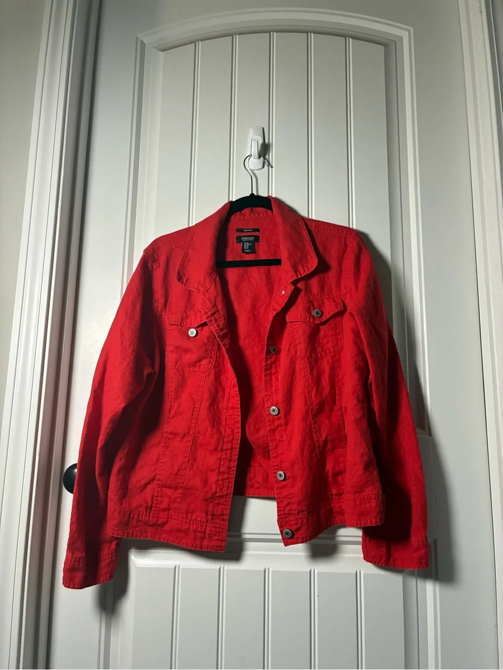 Jones New York Red Denim Jacket with Button Front